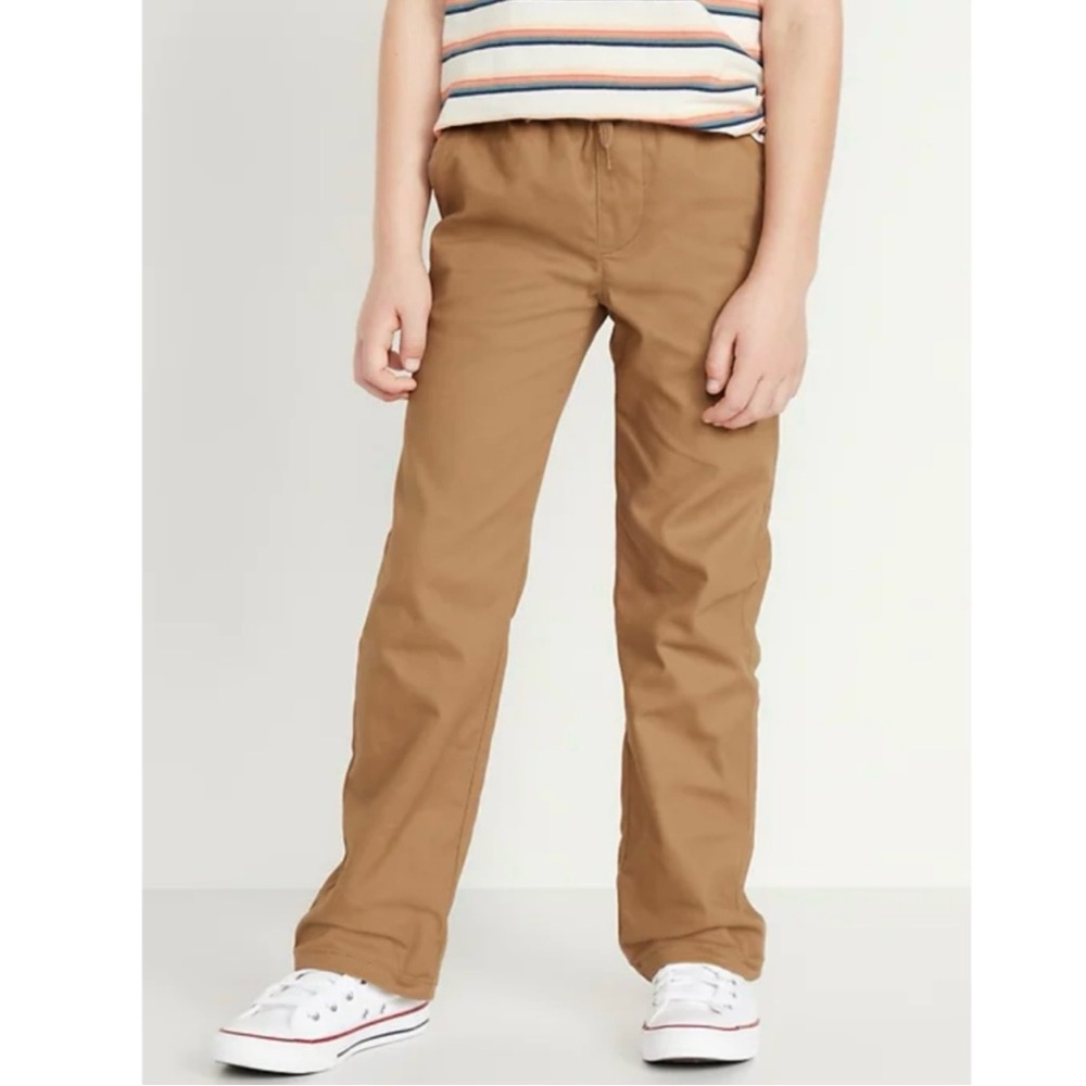 Old Navy Straight Leg built in flex Pull on Pants for boys Brown khaki L Husky